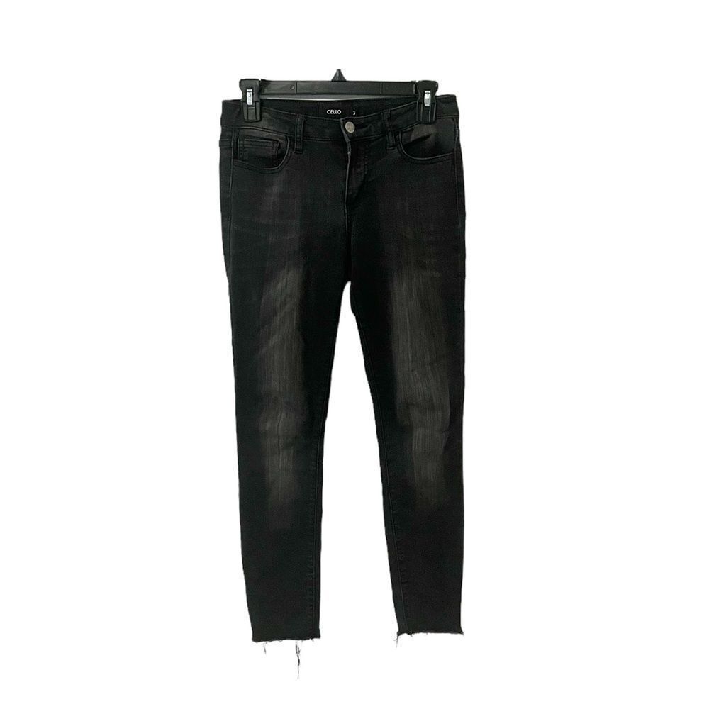 Cello Black Midrise Skinny Raw Hem Jeans Size 3
